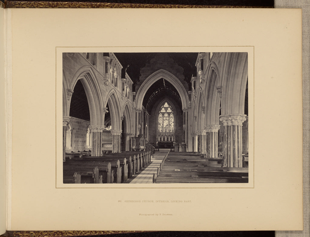 Francis Bedford:Sherbourne Church, interior, looking east, Poster Print Wall Art