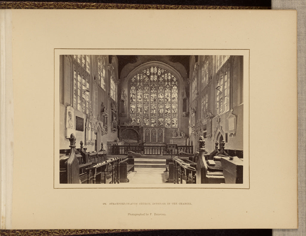 Francis Bedford:Stratford-on-Avon Church, interior of the ch, Poster Print Wall Art