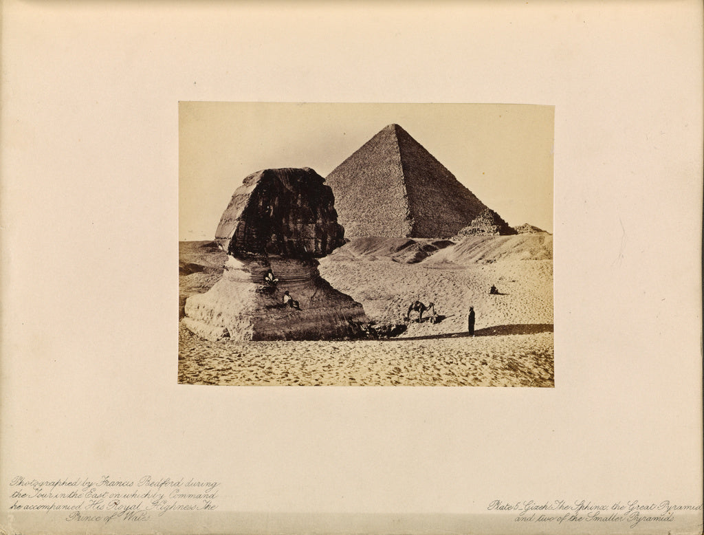 Francis Bedford:Gîzeh - The Sphinx, The Great Pyramid and T, Poster Print Wall Art