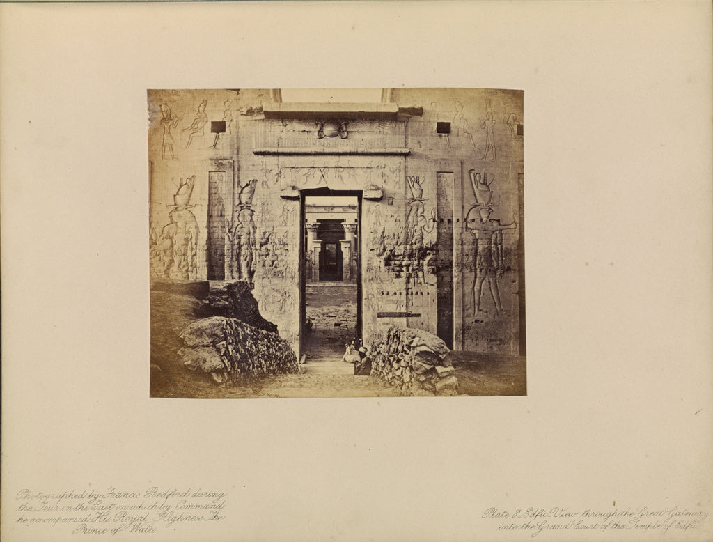 Francis Bedford:Edfû - View Through the Great Gateway Into , Poster Print Wall Art