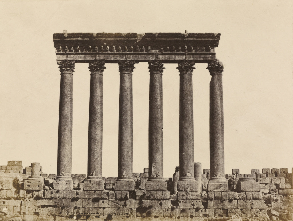 Maxime Du Camp:Syrie. Baalbeck. Colonnade du Temple du Solei, Poster Print Wall Art