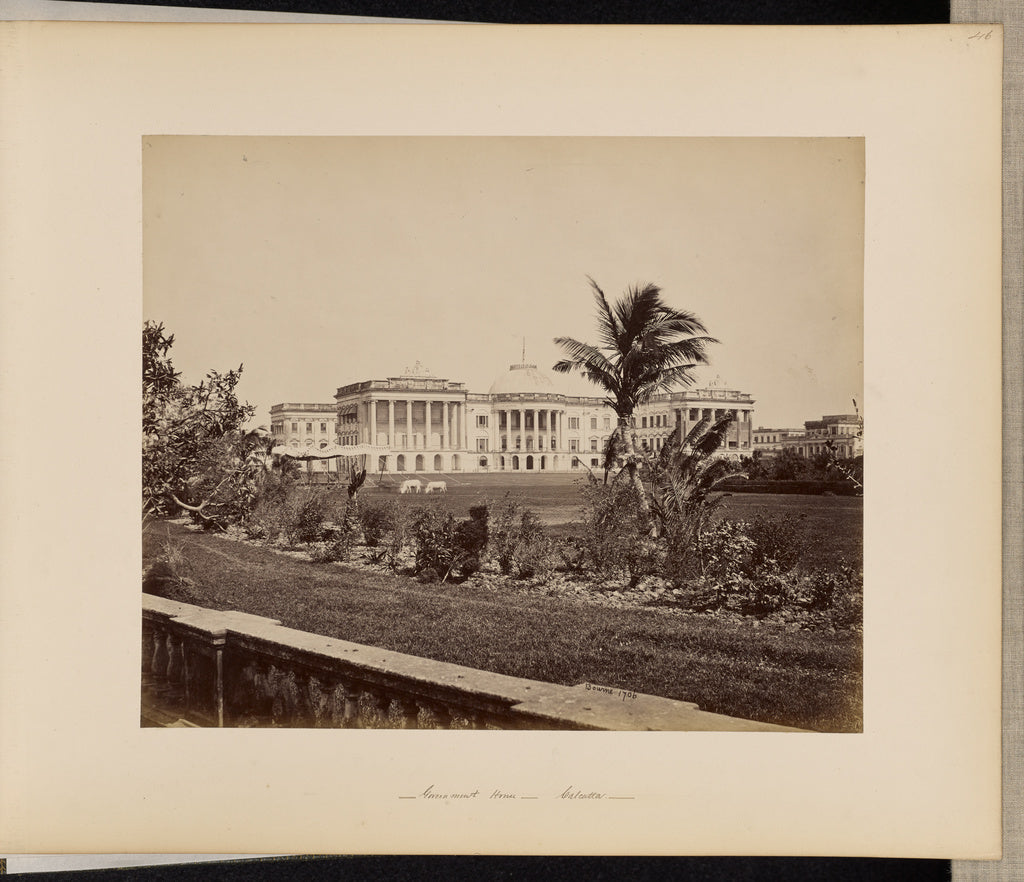 Samuel Bourne:Calcutta; Government House, with the Garden, Poster Print Wall Art