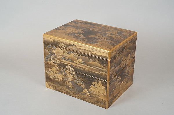 Box for Incense Utensils with Cherry Blossoms in a Landscape 1,  Poster Print Wall Art