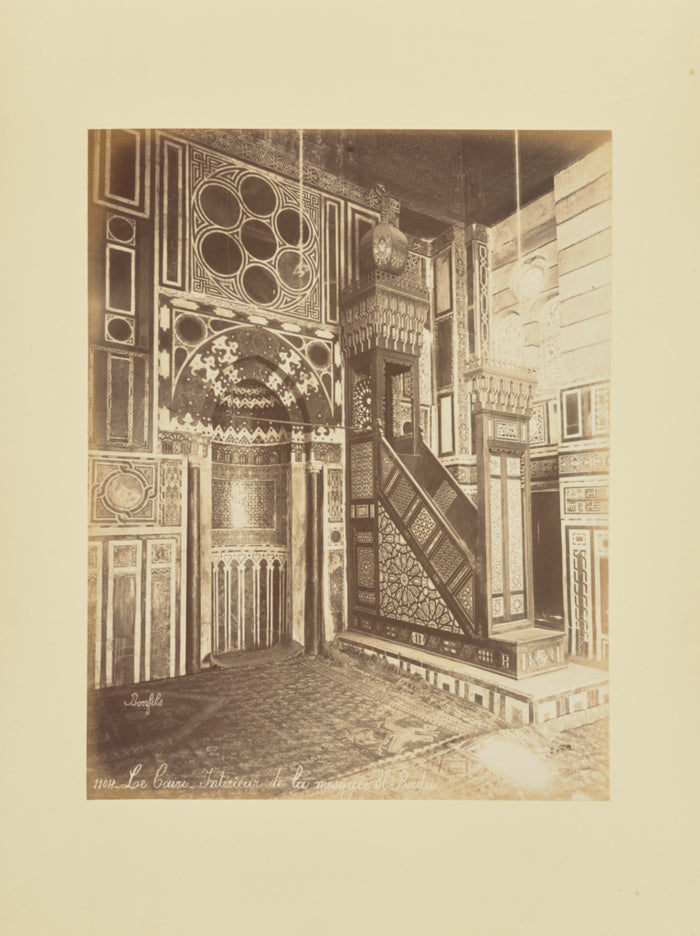 Félix Bonfils:Le Caire - Intérieur de la mosquée El-Borde,16x12