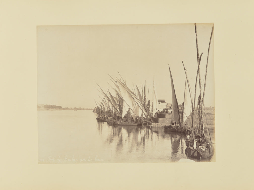 Félix Bonfils:Port de Boulac près du Caire, Poster Print Wall Art