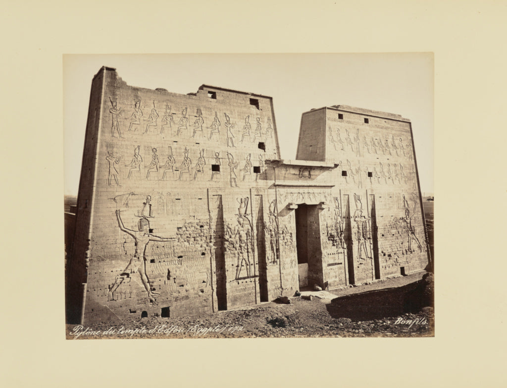 Félix Bonfils:Pylône du temple d'Edfou (egypte), Poster Print Wall Art
