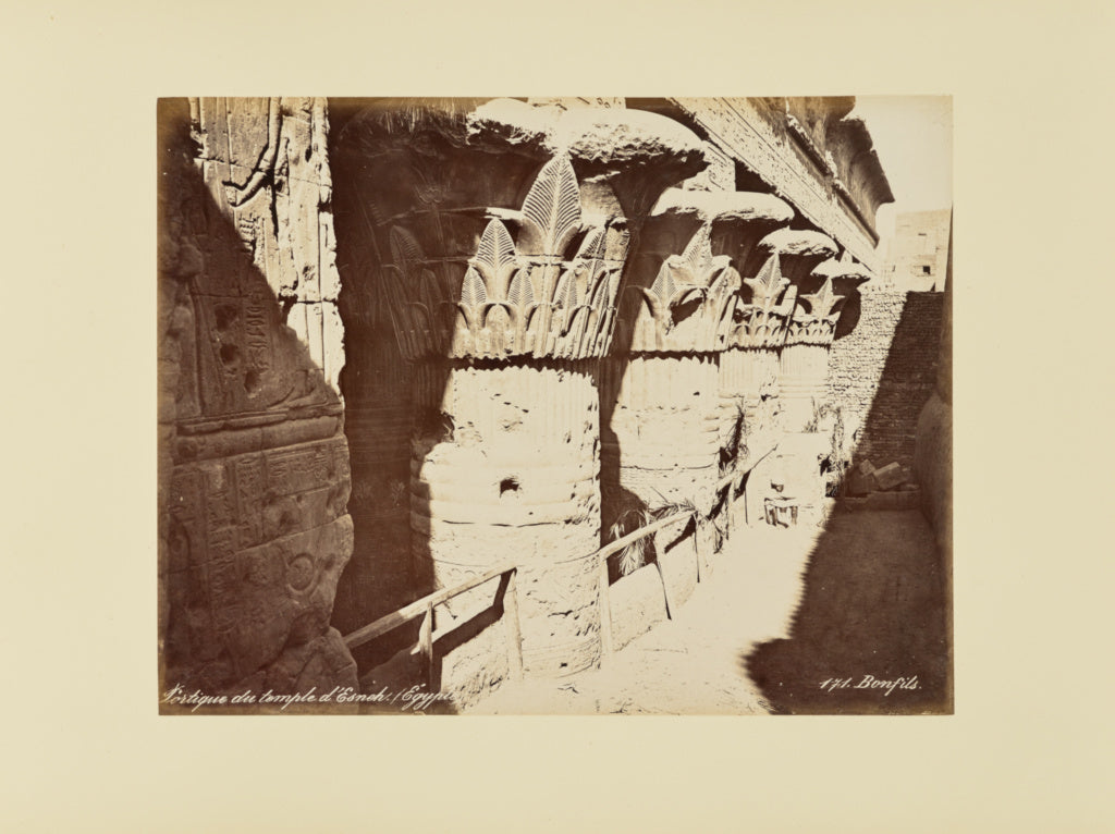 Félix Bonfils:Portique du temple d'Esneh. (egypte), Poster Print Wall Art