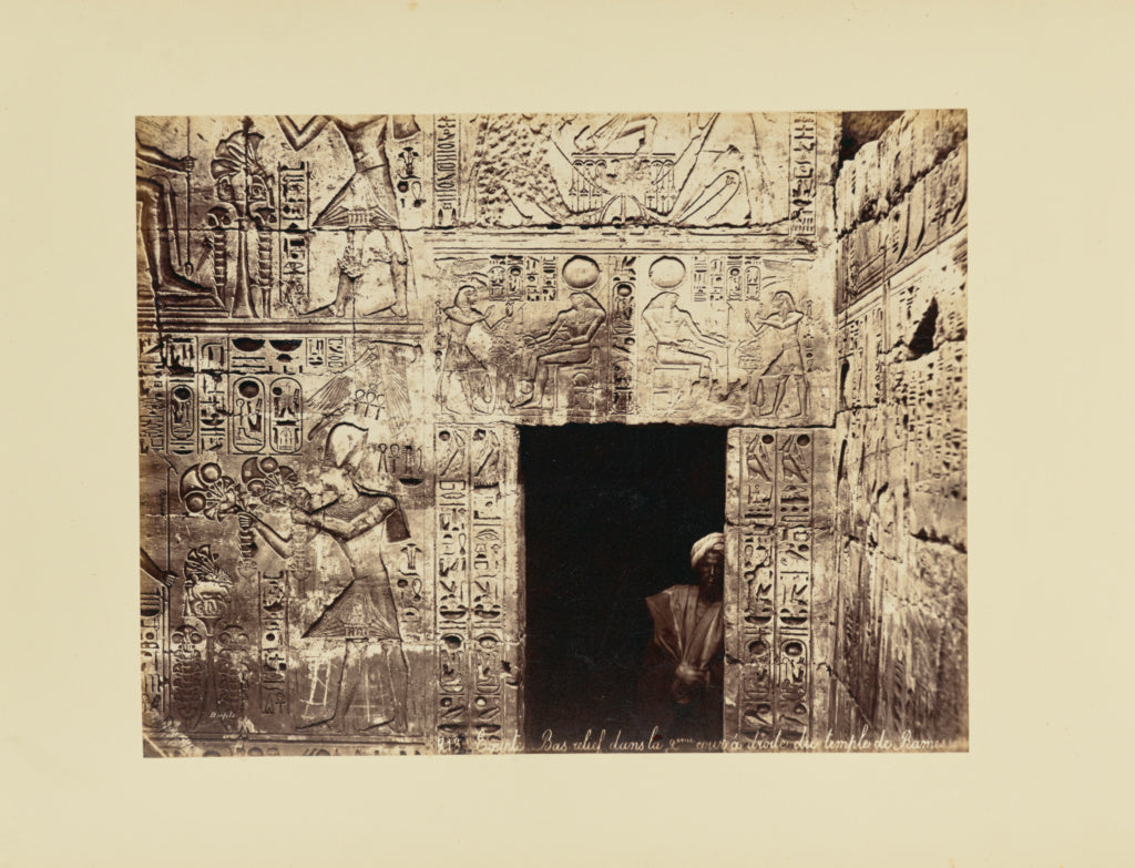 Félix Bonfils:Egypte. [sic] Bas relief dans la 2eme cour á, Poster Print Wall Art