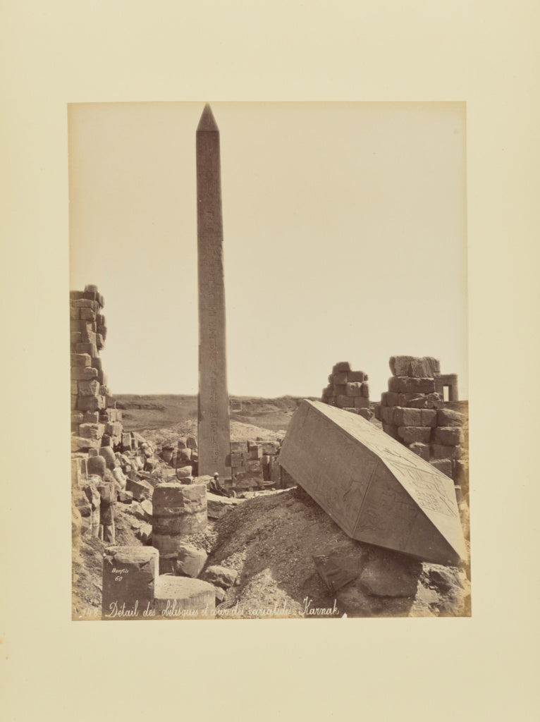 Félix Bonfils:Détail des obélisques et cour des cariatide, Poster Print Wall Art