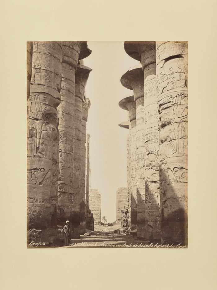 Félix Bonfils:Karnak. Avenue centrale de la salle hypostyle,16x12