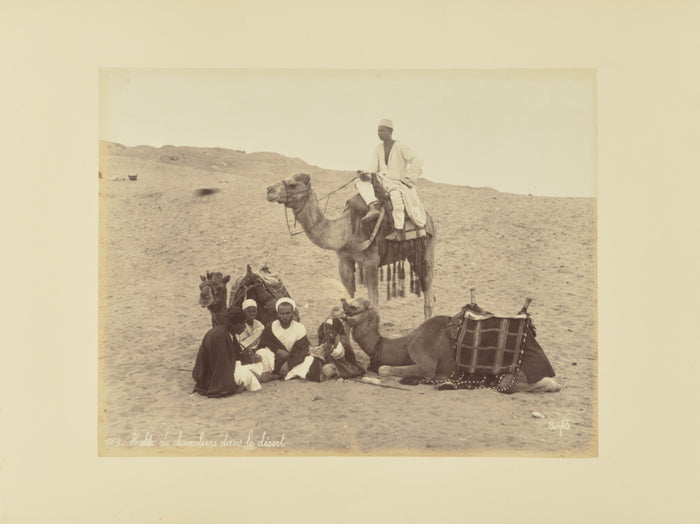 Félix Bonfils:Halte de chameliers dans le désert,16x12