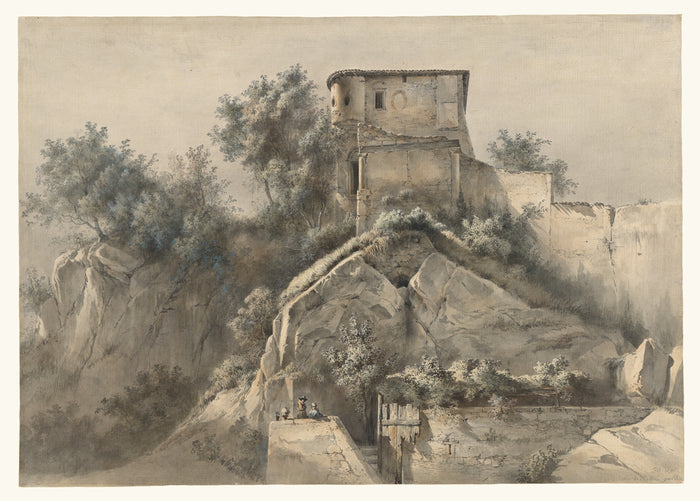 Jean-Jacques de Boissieu:Landscape with Château Galliard,16x12
