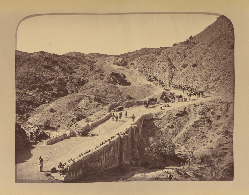 John Burke:[Soldiers and camels crossing bridge], Poster Print Wall Art
