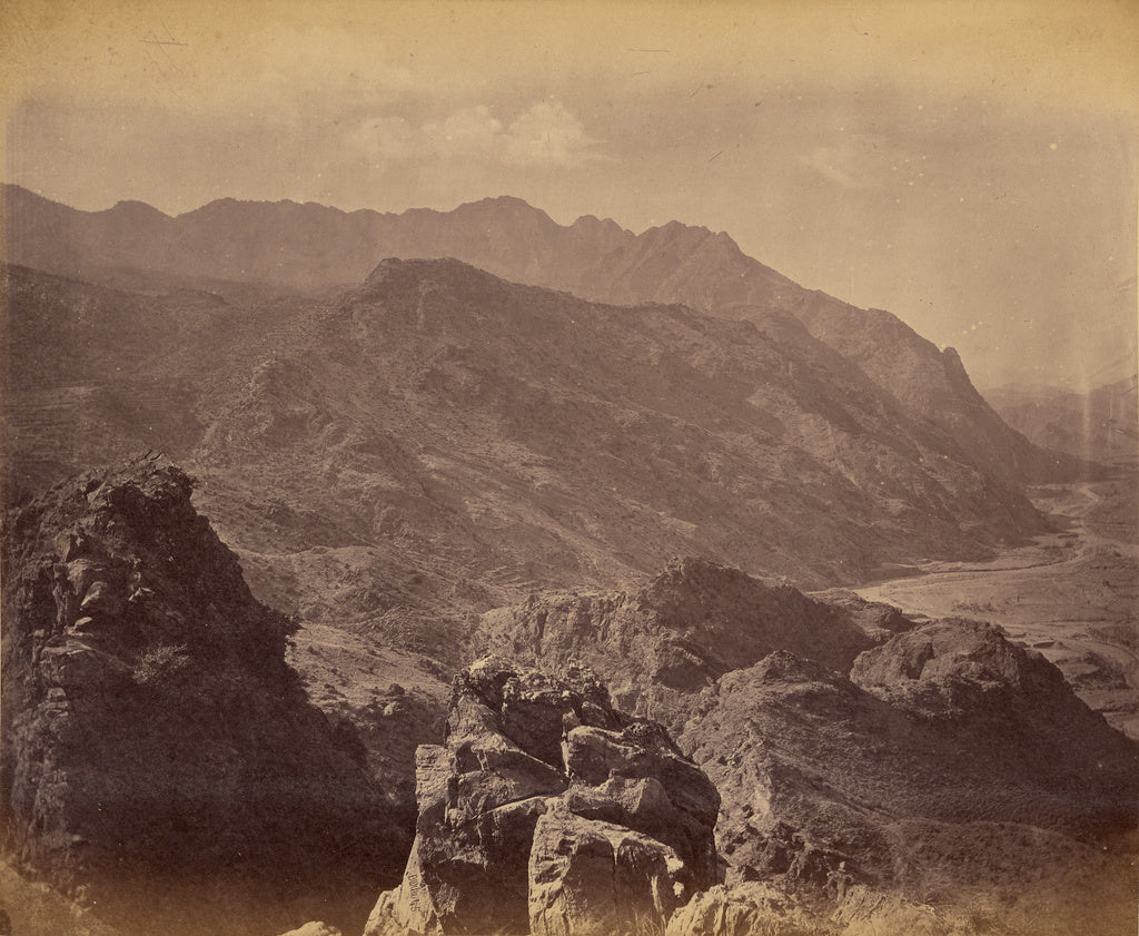 John Burke:View from Landi Kotal Pass, looking over Landi Kh, Poster Print Wall Art