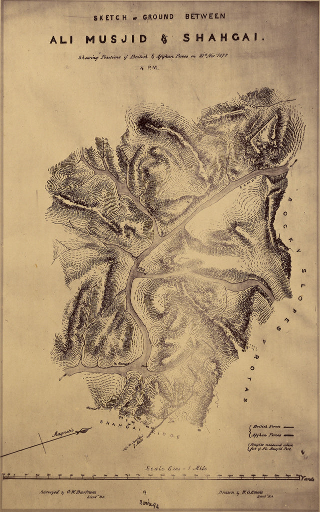 John Burke:[Sketch of Ground between Ali Musjid and Shahgai], Poster Print Wall Art