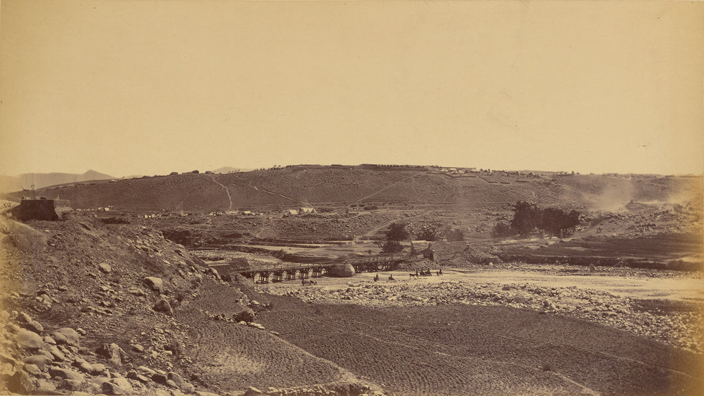 John Burke:Safed Sang, View from across the River showing Sa, Poster Print Wall Art