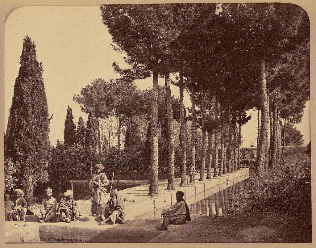 John Burke:[Men in garden courtyard], Poster Print Wall Art