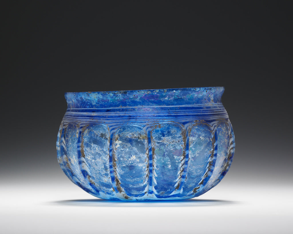 Unknown:Blue Ribbed Bowl (Rippenschale) with White Trails, Poster Print Wall Art