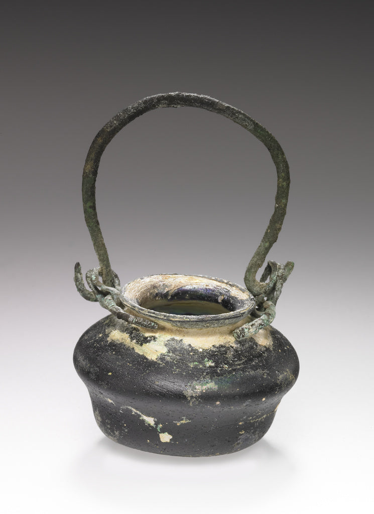 Unknown:Miniature pot with bronze handle, Poster Print Wall Art