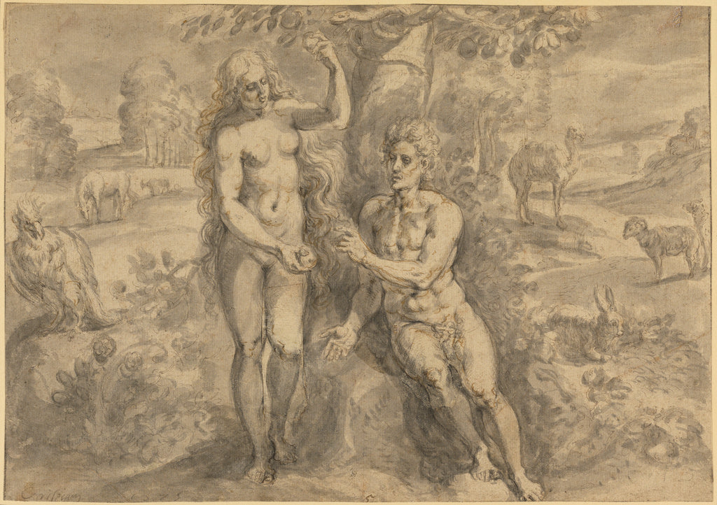 Crispijn van den Broeck:Eve Tempting Adam, Poster Print Wall Art