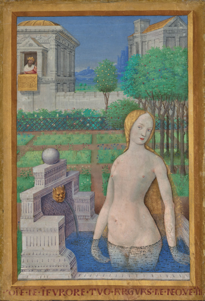 Jean Bourdichon:Bathsheba Bathing, Poster Print Wall Art