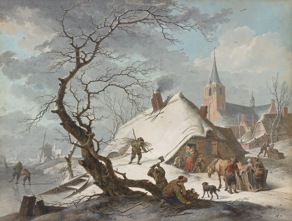 Hendrik Meyer:A Winter Scene, Poster Print Wall Art