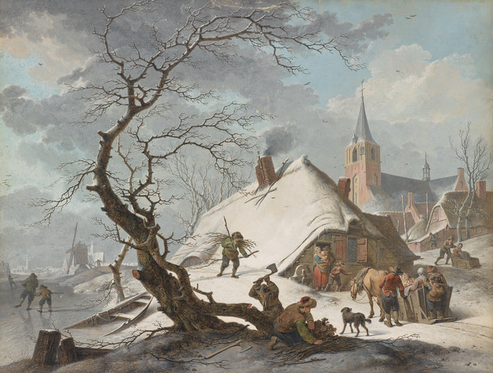 Hendrik Meyer:A Winter Scene,16x12