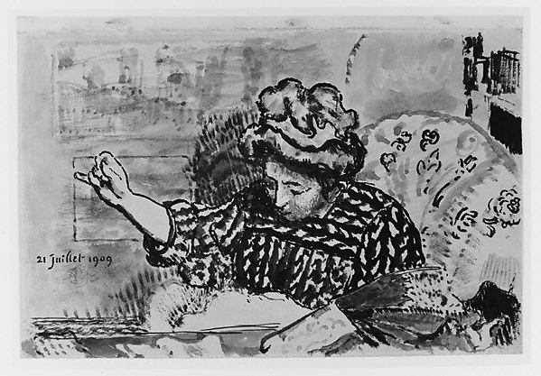 Georges Lemmen:Woman Sewing 1909-16x12