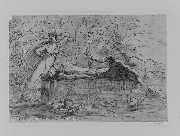 Panthea Stabs Herself beside the Corpse of Abradatas-After Ben,  Poster Print