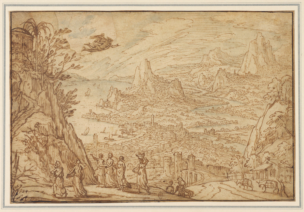Tobias Verhaecht:An Extensive Estuary Landscape with the Sto, Poster Print Wall Art