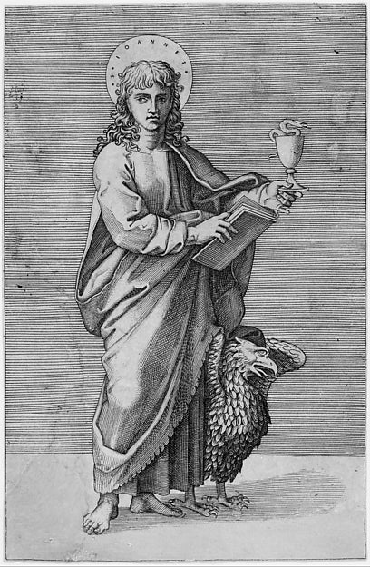 Saint John holding chalice in left hand  book in right  eagle,  Poster Print