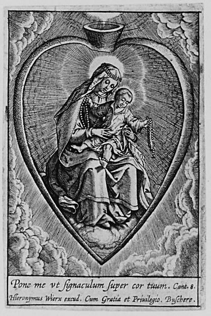 Virgin and Child in a Heart n.d.-Hieronymus  Wierix,  Poster Print Wall Art