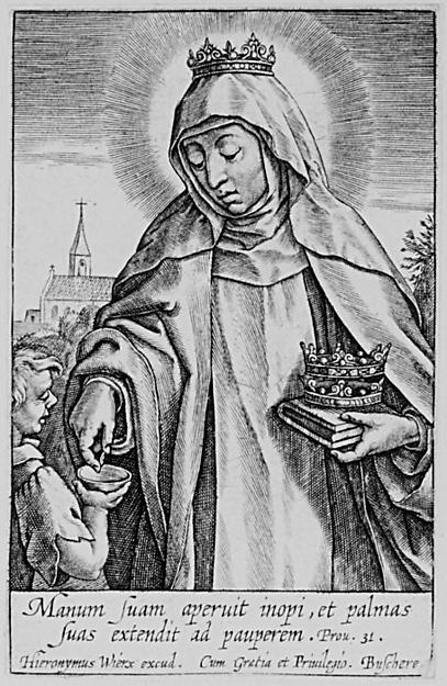 St. Elizabeth of Hungary n.d.-Hieronymus  Wierix,  Poster Print Wall Art