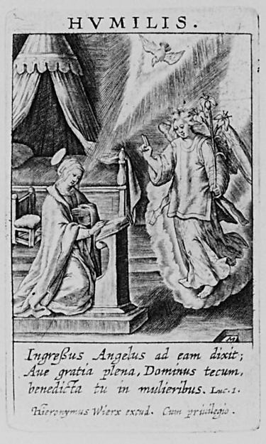 The Annunciation  n.d.-Hieronymus  Wierix,  Poster Print Wall Art