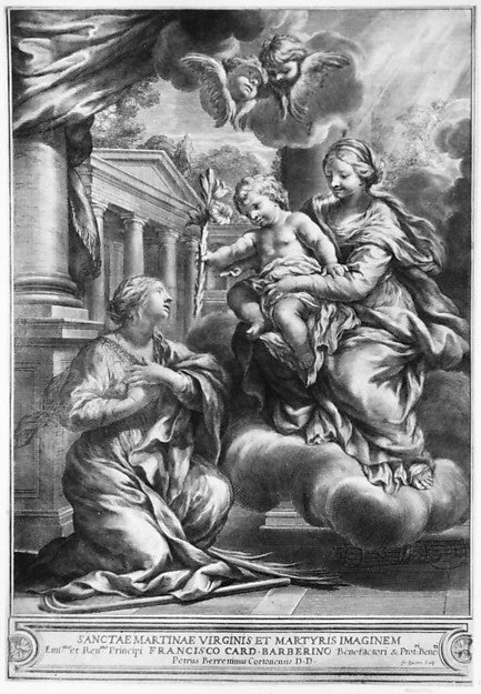 Saint Martina kneeling before the Virgin and Child  as the Chi,  Poster Print Wall Art