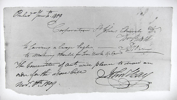 Bill of Sale 1809–11-William Rush, Poster Print - Wall Art