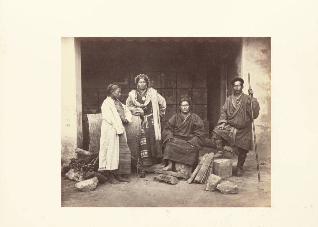 Samuel Bourne:Darjeeling; Group of Bhooteas, Poster Print Wall Art