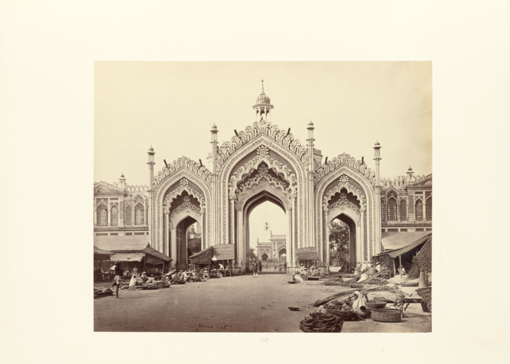 Samuel Bourne:Lucknow; The Gateway of the Hooseinabad Bazaar, Poster Print Wall Art