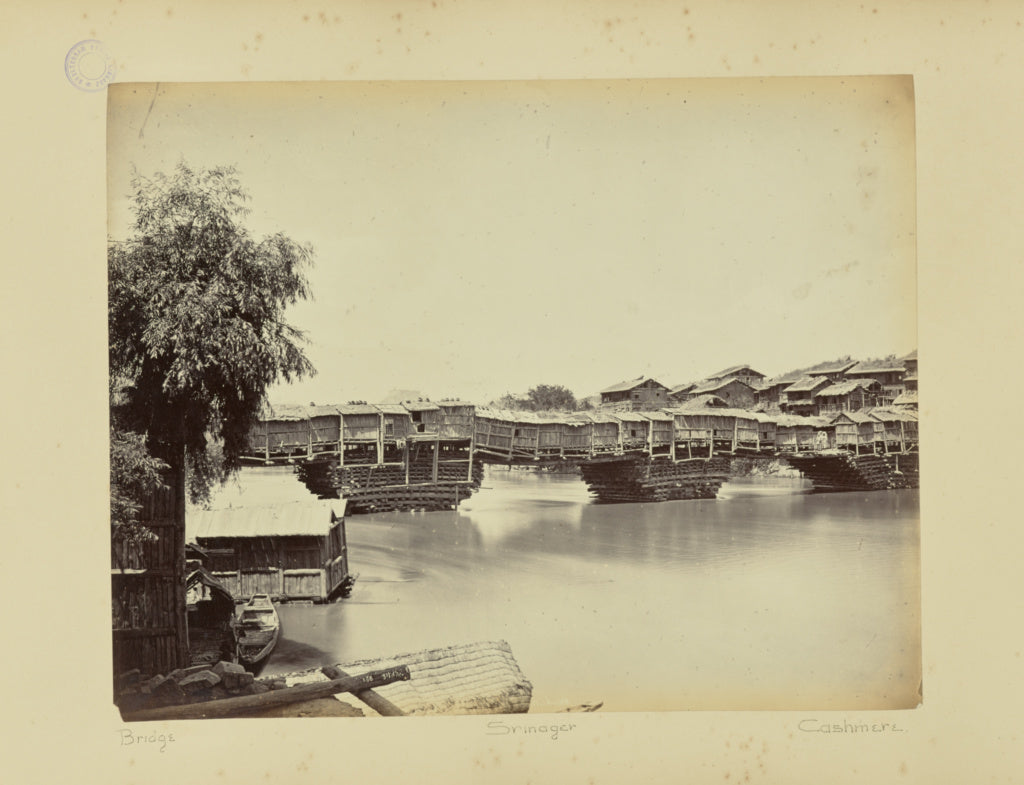 John Burke:Bridge. Srinager. Cashmere, Poster Print Wall Art