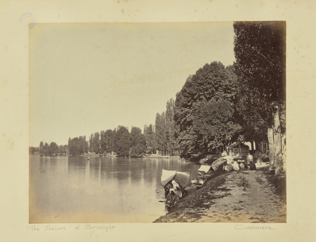 John Burke:The Jhelum at Srinager. Cashmere, Poster Print Wall Art