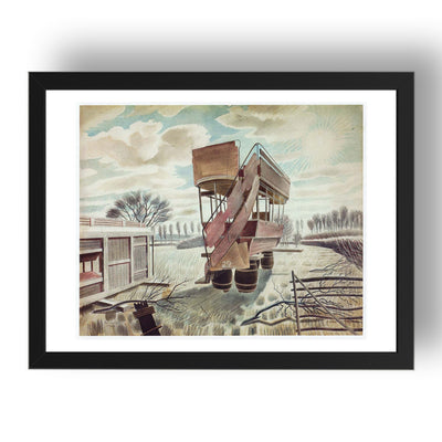 29 Bus Gt Bardfield Repair Yard by Eric Ravilious, 17x13" Frame