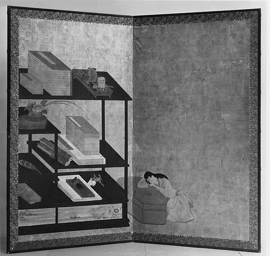 ,Interior Scene with Books and Writing Implements early,Classic Ming China Image,16x12"(A3) Poster
