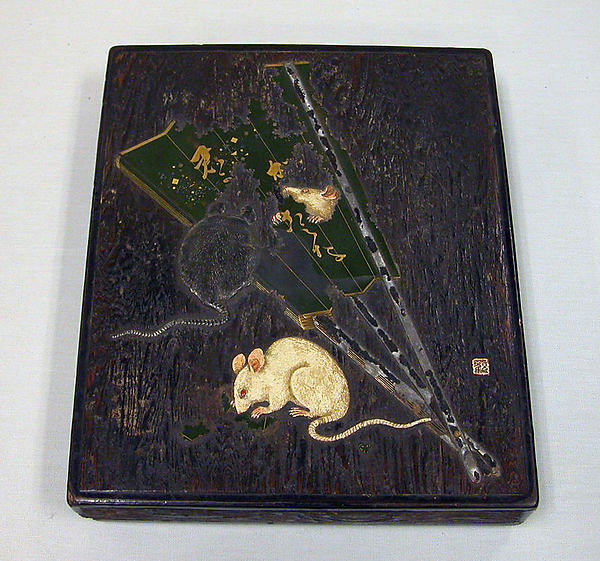 ,Writing Box with Mice and Fan 18th cent-School of Og,Classic Ming China Image,16x12"(A3) Poster