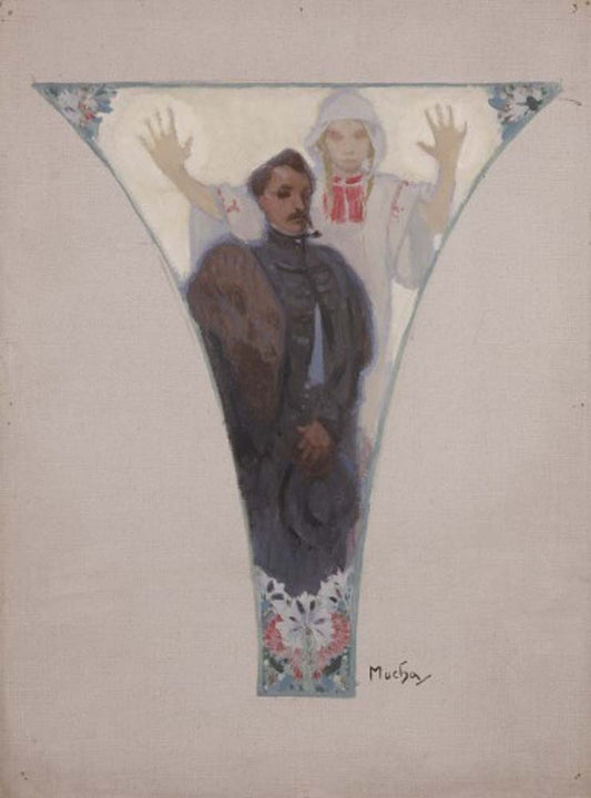 2study for Obecni Dum vintage artwork by Alphonse Mucha, 16x12" (A3 size) poster print
