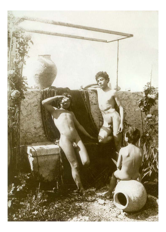 3 male nudes #30, historic photo by Wilhelm von Gloeden, 16x12"(A3) Poster