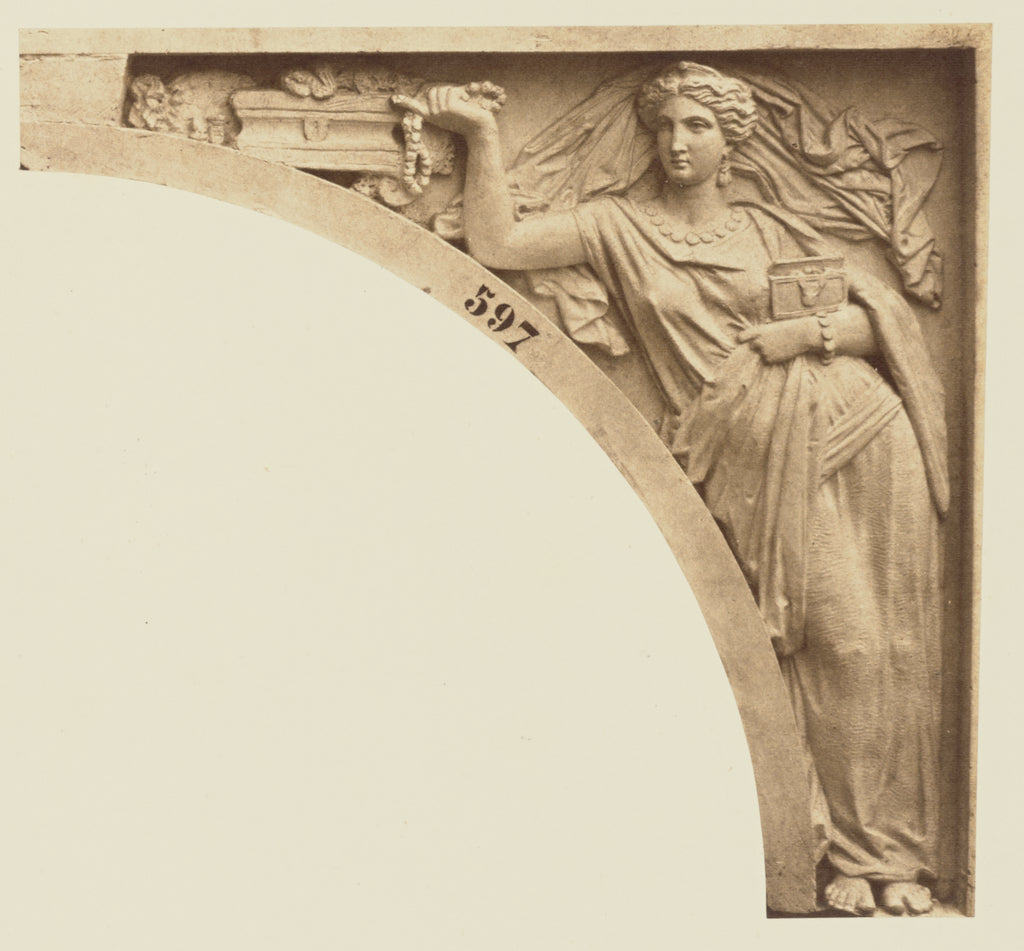 edouard Baldus:["La Fortune", Sculpture by Emile Seurre, Dec, Poster Print Wall Art