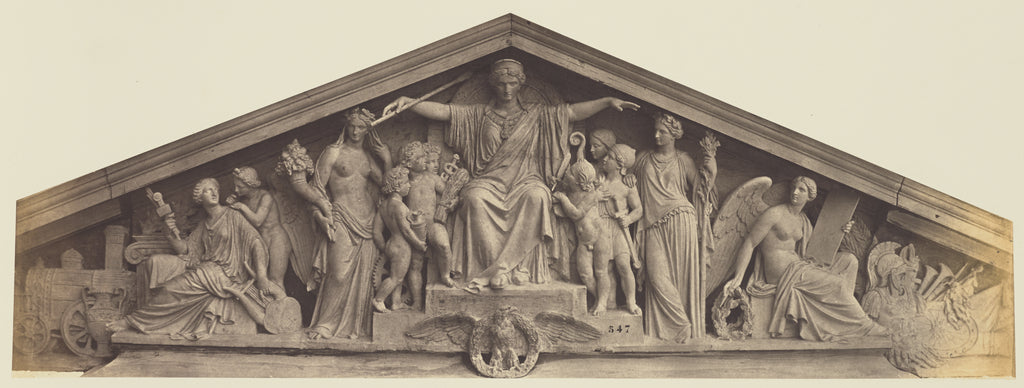 edouard Baldus:[Pediment of the Pavillon Richelieu, Louvre, , Poster Print Wall Art