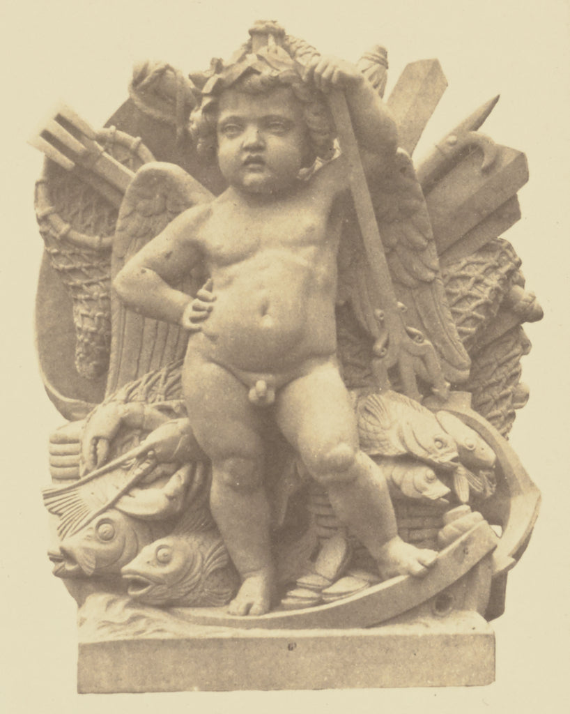 edouard Baldus:["La Pêche", Sculpture by Hippolyte Ferrat, , Poster Print Wall Art