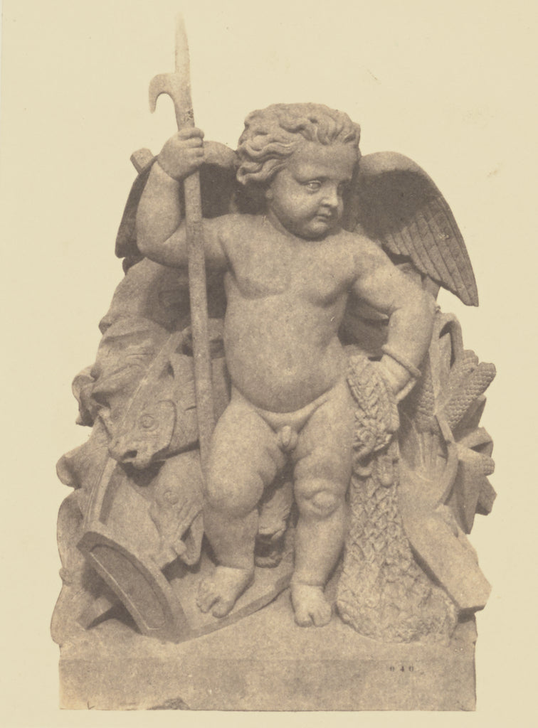 edouard Baldus:["La Pêche", Sculpture by Auguste Jean Bapti, Poster Print Wall Art