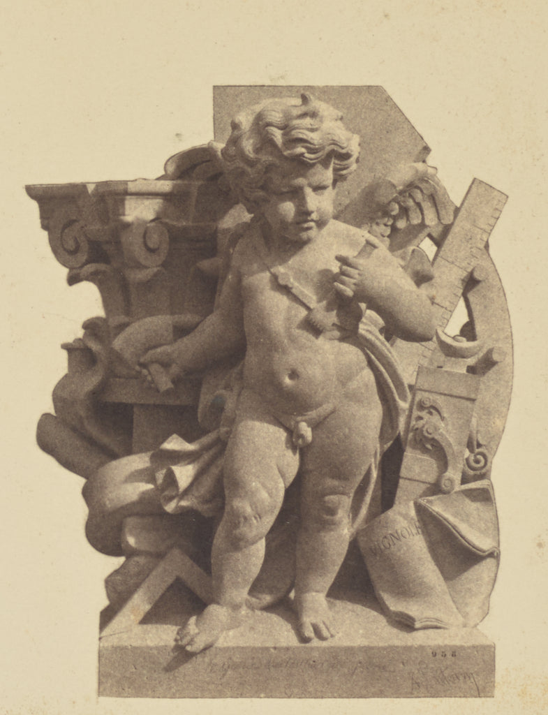 edouard Baldus:["La Pierre", Sculpture by Auguste Poitevin, , Poster Print Wall Art